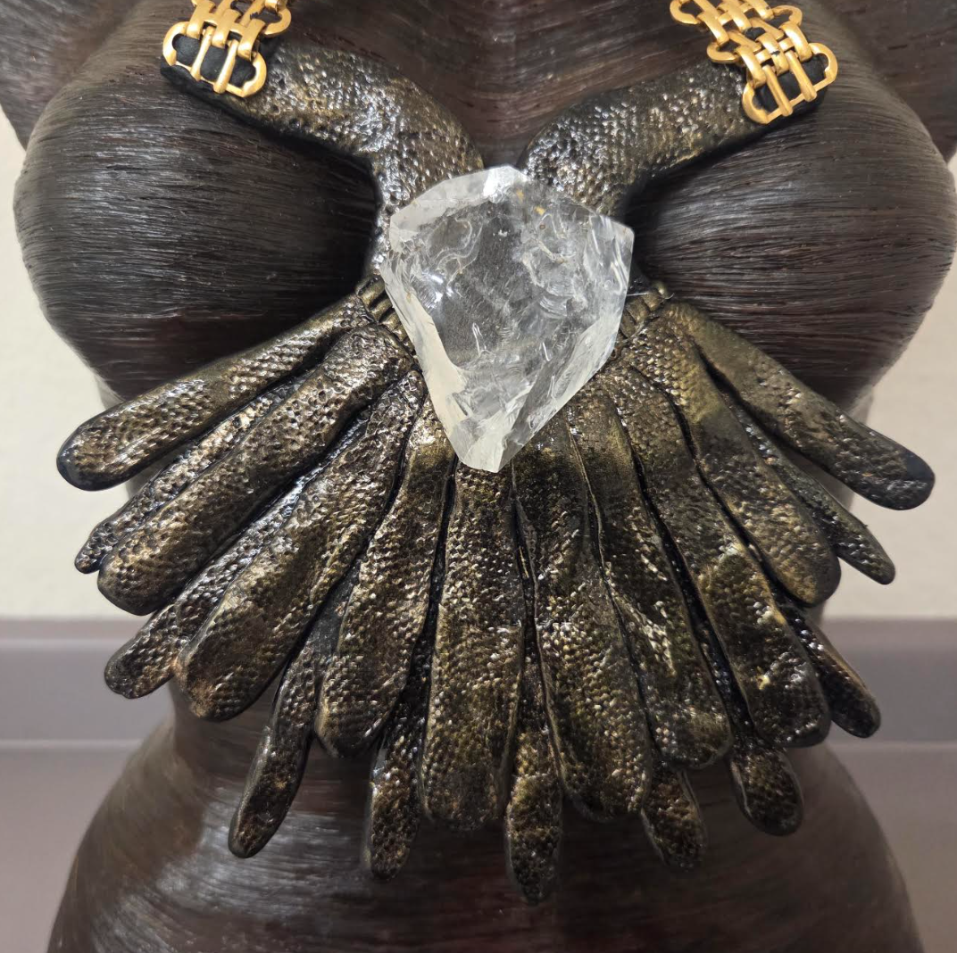 Avant Garde Sculpted Chest Piece With Rough Crystal Center - OOAK