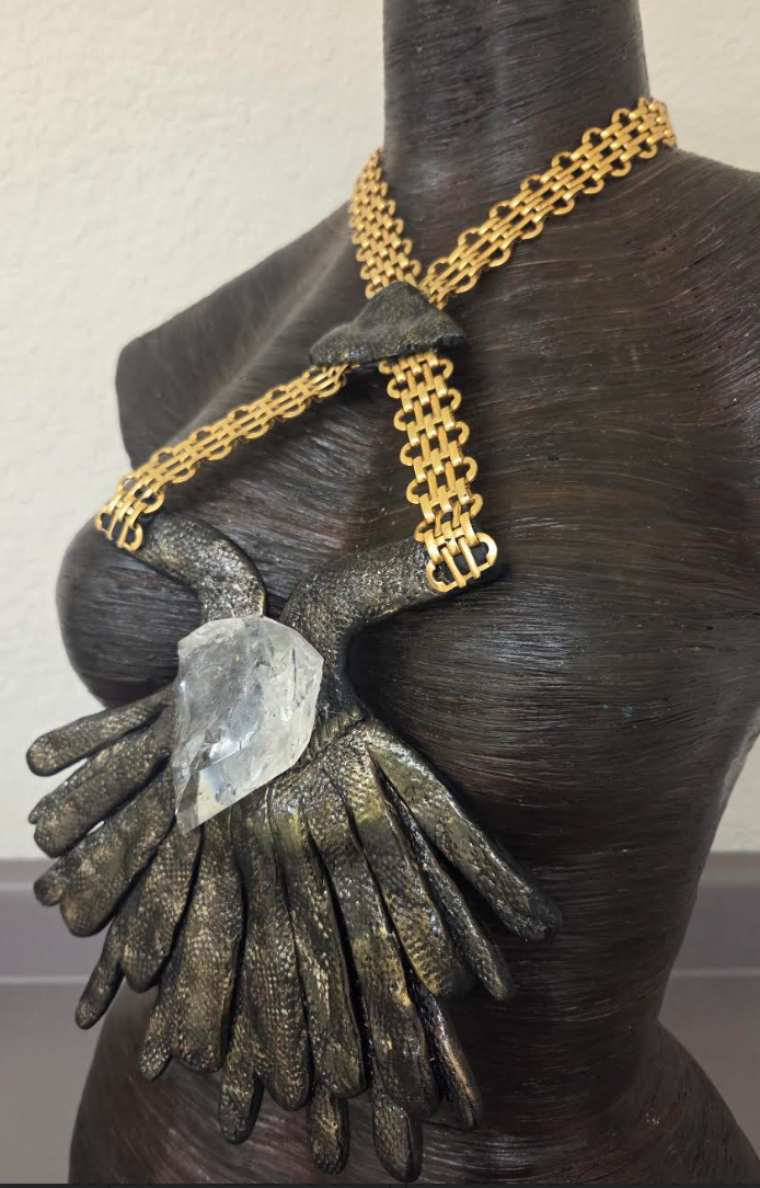 Avant Garde Sculpted Chest Piece With Rough Crystal Center - OOAK
