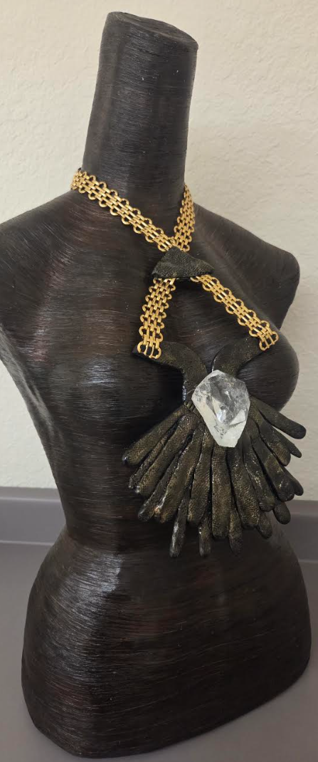 Avant Garde Sculpted Chest Piece With Rough Crystal Center - OOAK