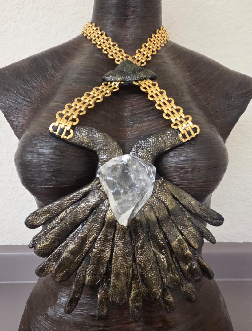 Avant Garde Sculpted Chest Piece With Rough Crystal Center - OOAK