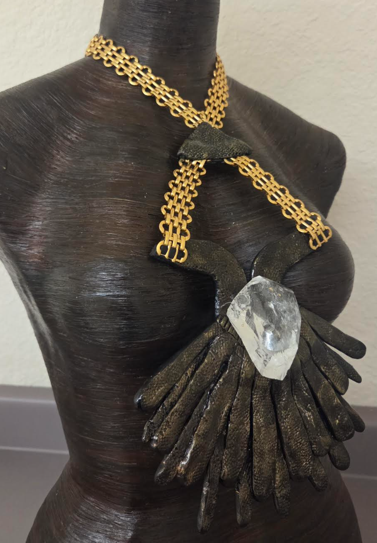 Avant Garde Sculpted Chest Piece With Rough Crystal Center - OOAK