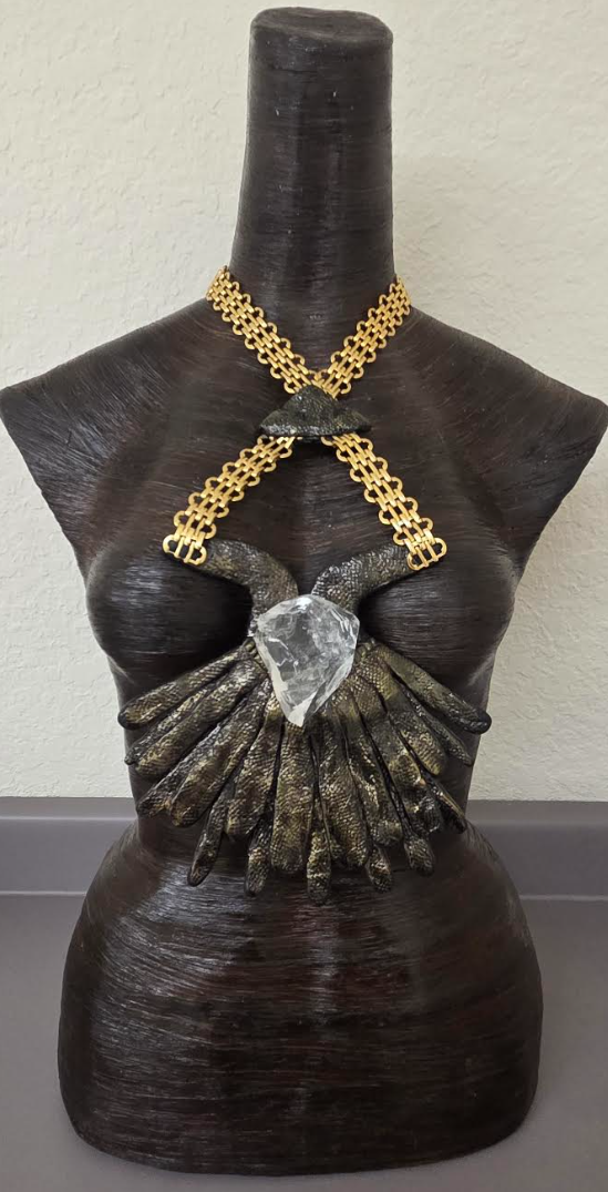 Avant Garde Sculpted Chest Piece With Rough Crystal Center - OOAK