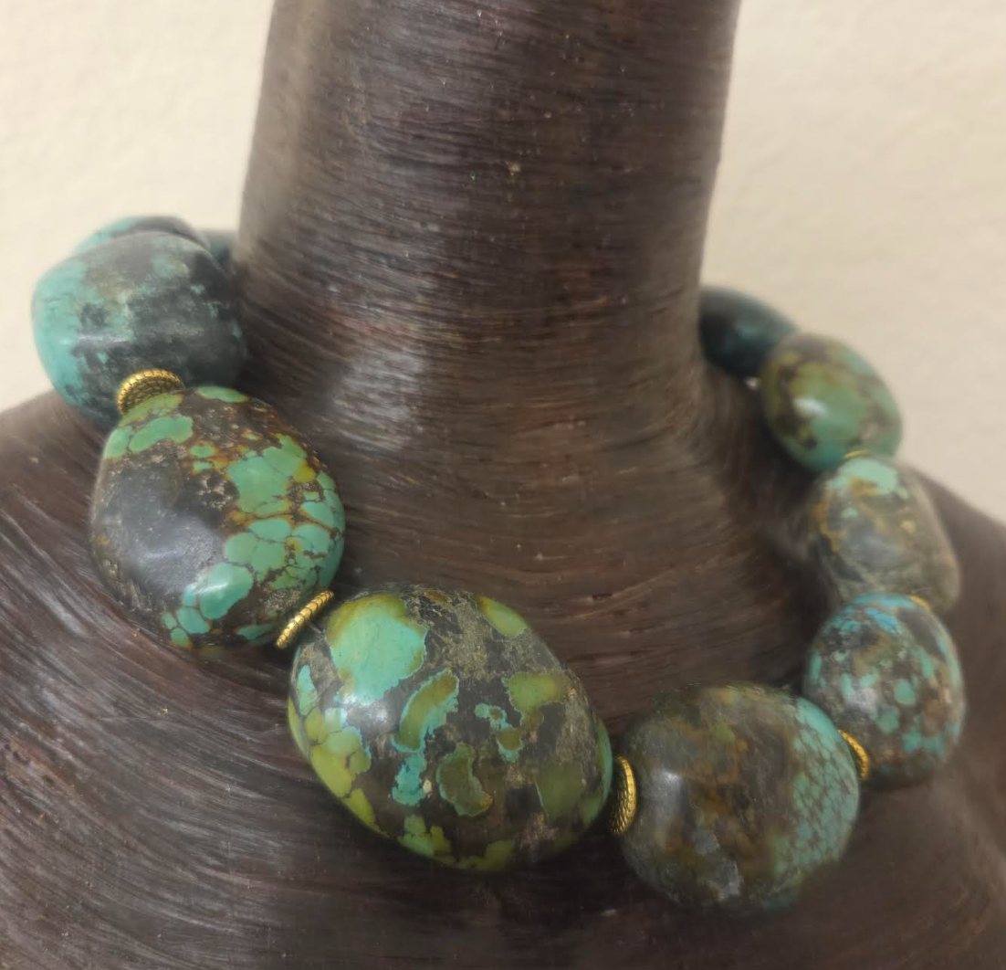 Hubei Turquoise Boulder Western Statement Necklace - Androgynous Style