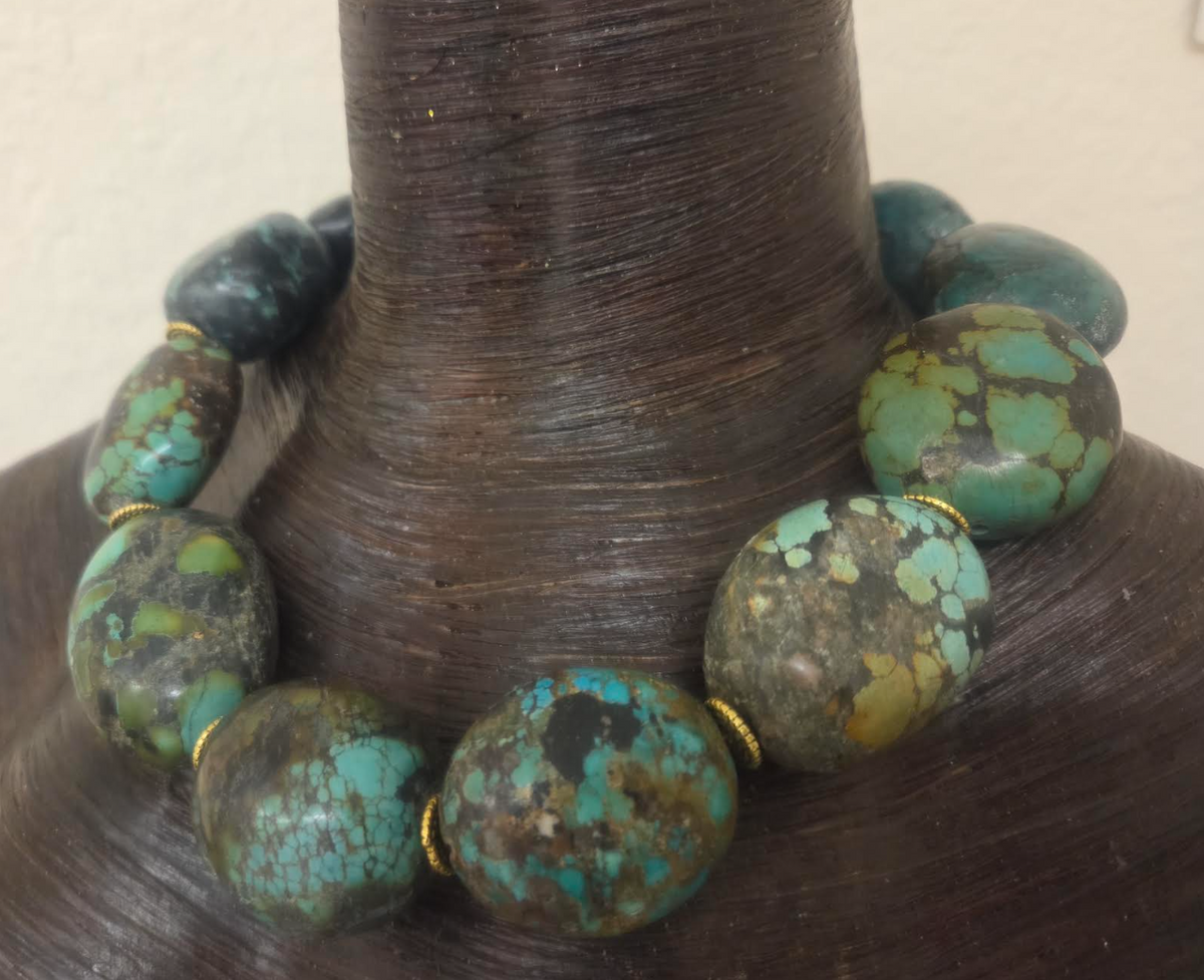 Hubei Turquoise Boulder Western Statement Necklace - Androgynous Style
