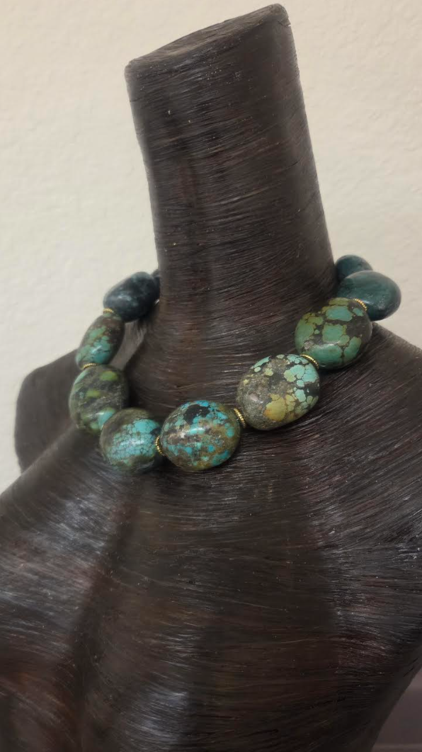 Hubei Turquoise Boulder Western Statement Necklace - Androgynous Style