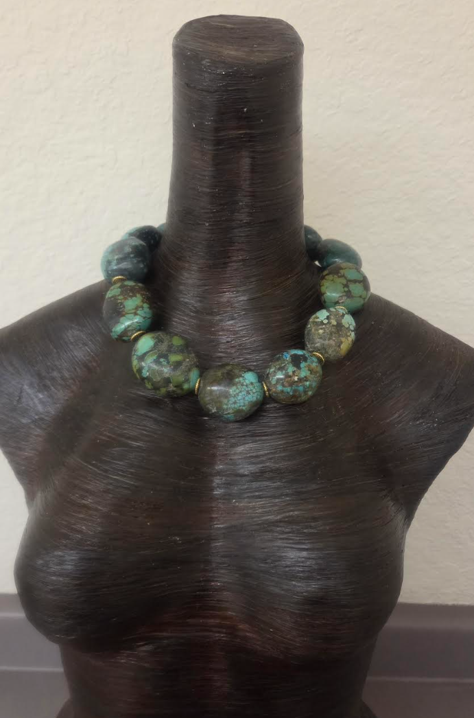 Hubei Turquoise Boulder Western Statement Necklace - Androgynous Style
