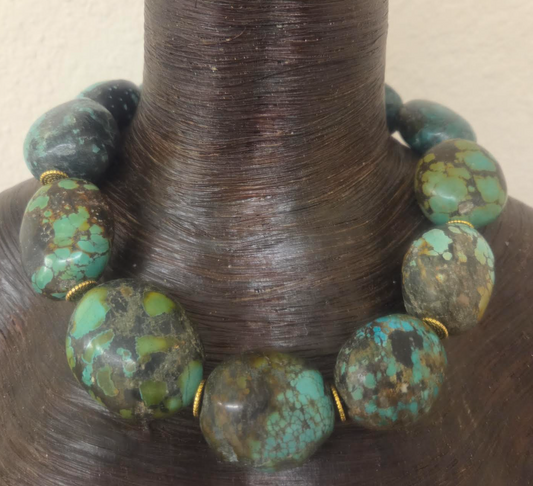 Hubei Turquoise Boulder Western Statement Necklace - Androgynous Style