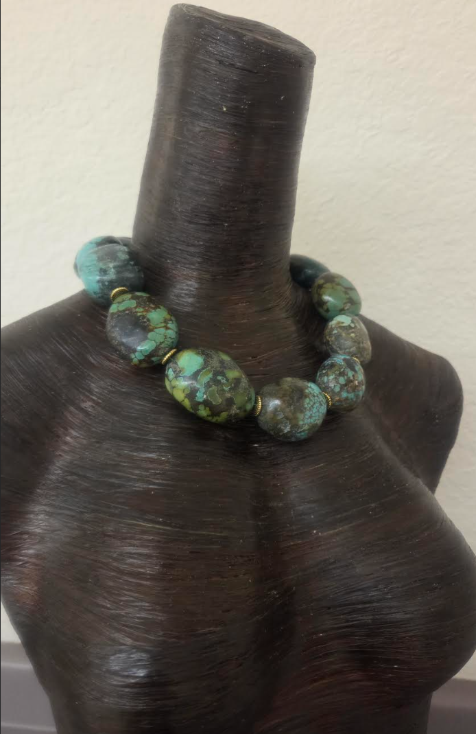 Hubei Turquoise Boulder Western Statement Necklace - Androgynous Style