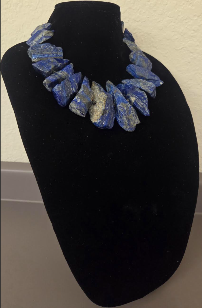 Freeform Irregular Lapis Lazuli Gemstone Statement Necklace - Bold OOAK