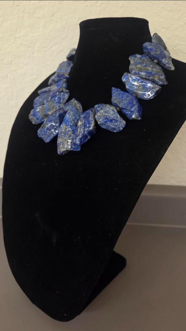 Freeform Irregular Lapis Lazuli Gemstone Statement Necklace - Bold OOAK