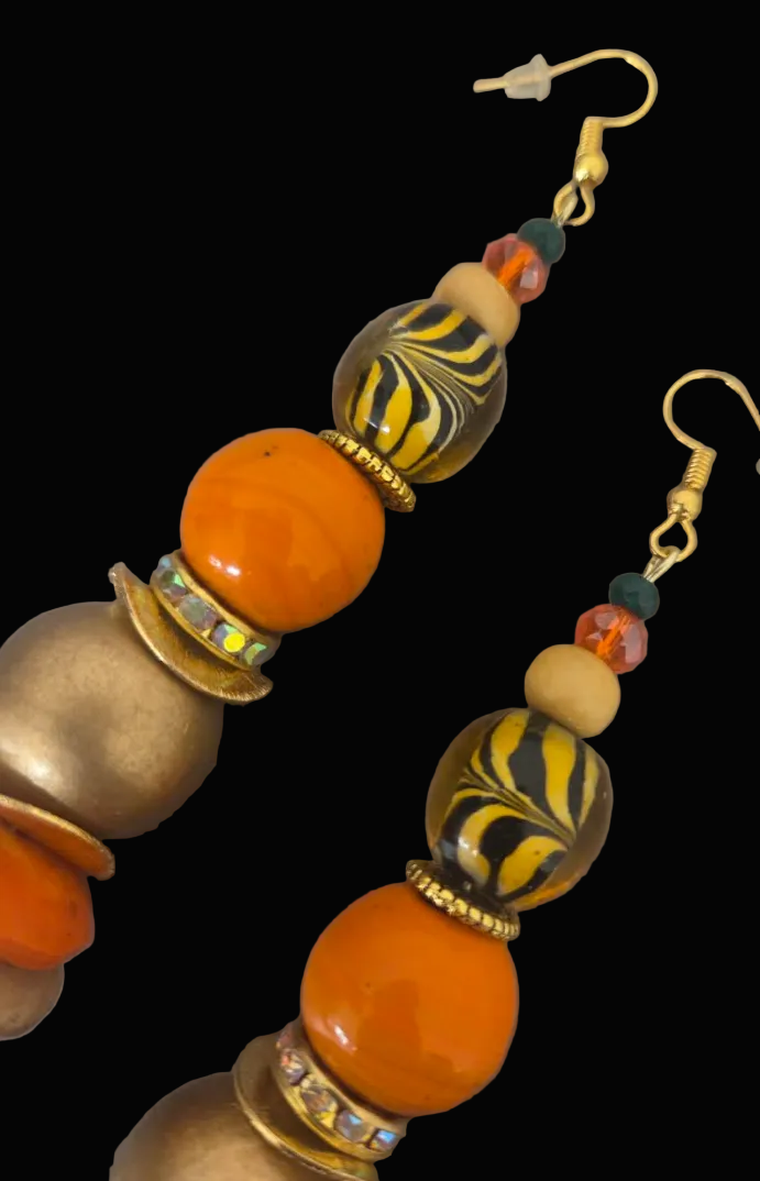 Bold Chunky Beaded Dangle Pierced Earrings for Fall - Women of Color