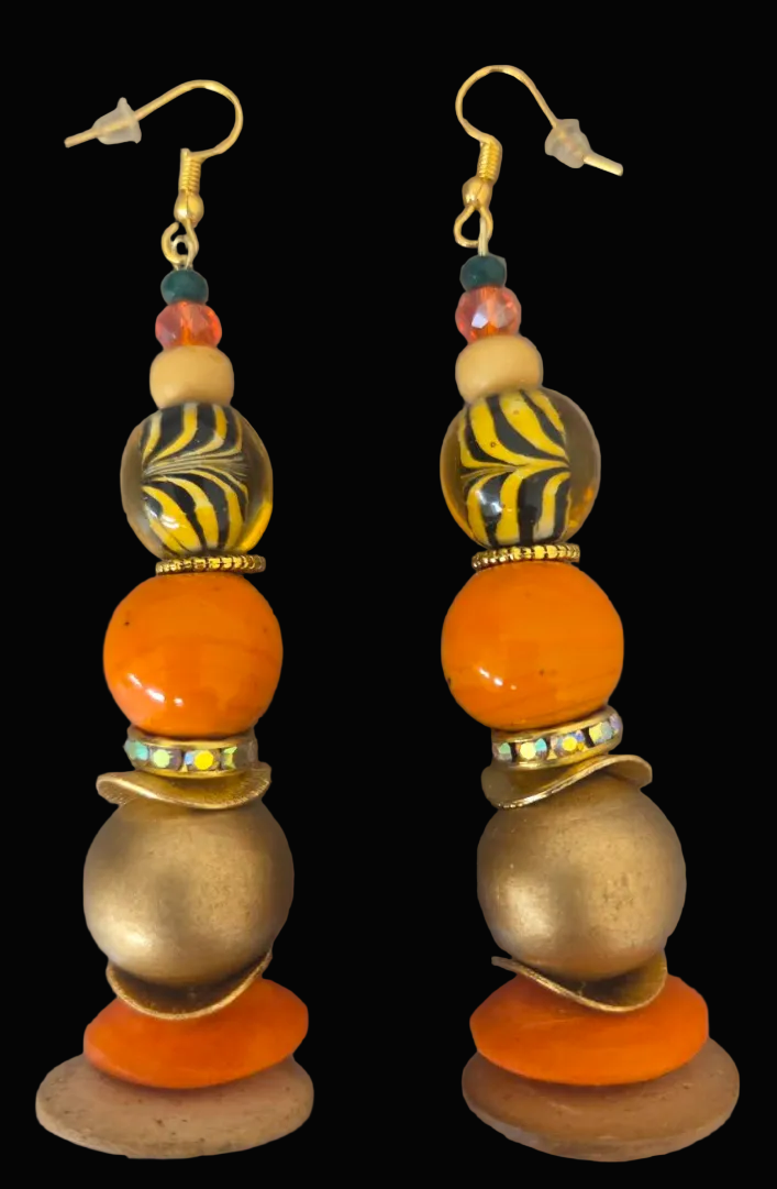 Bold Chunky Beaded Dangle Pierced Earrings for Fall - Women of Color