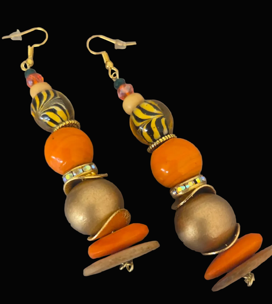 Bold Chunky Beaded Dangle Pierced Earrings for Fall - Women of Color