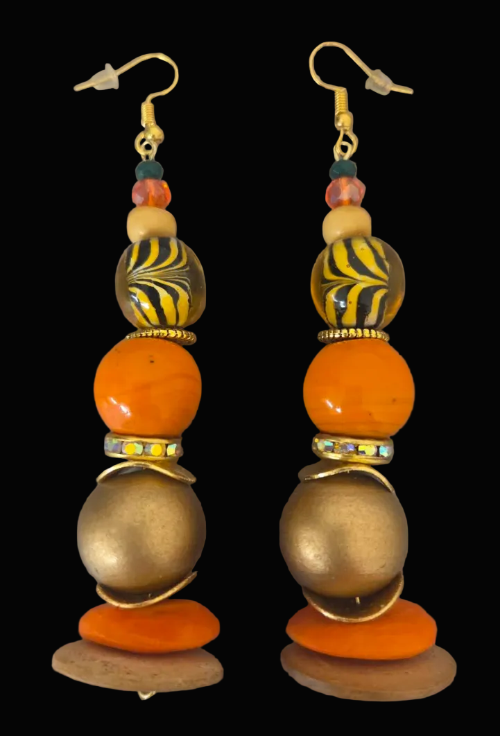 Bold Chunky Beaded Dangle Pierced Earrings for Fall - Women of Color