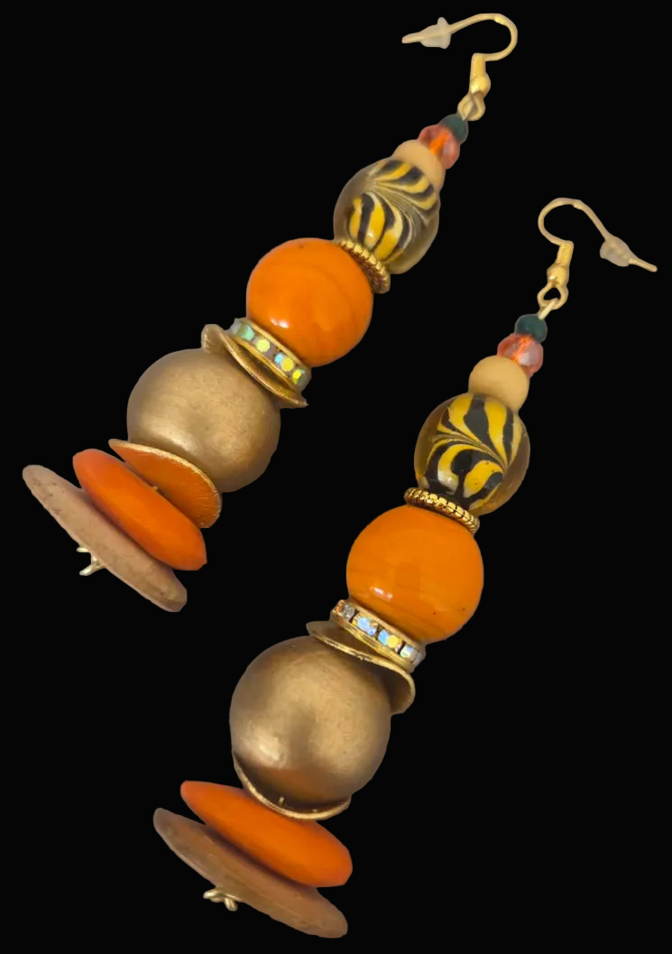 Bold Chunky Beaded Dangle Pierced Earrings for Fall - Women of Color