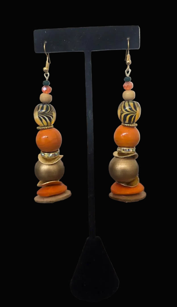 Bold Chunky Beaded Dangle Pierced Earrings for Fall - Women of Color