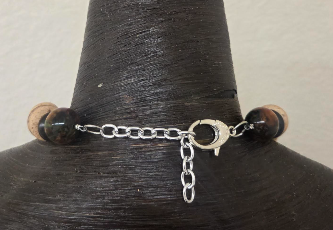 Coconut Slice Statement Necklace With African Bead Accents - Unisex