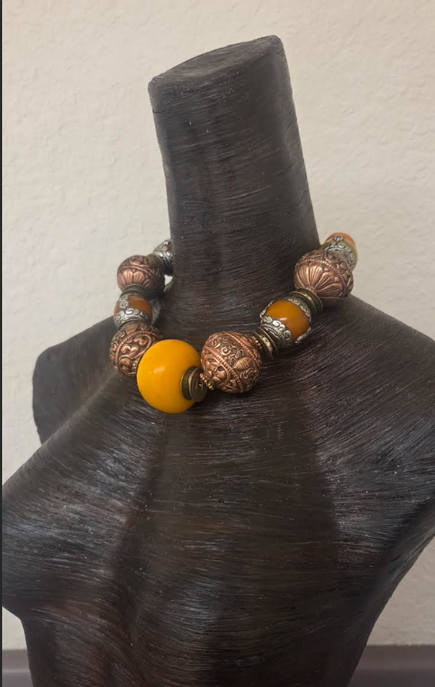 Exotic Tibetan & African Oversized Beaded Statement Necklace - Unisex