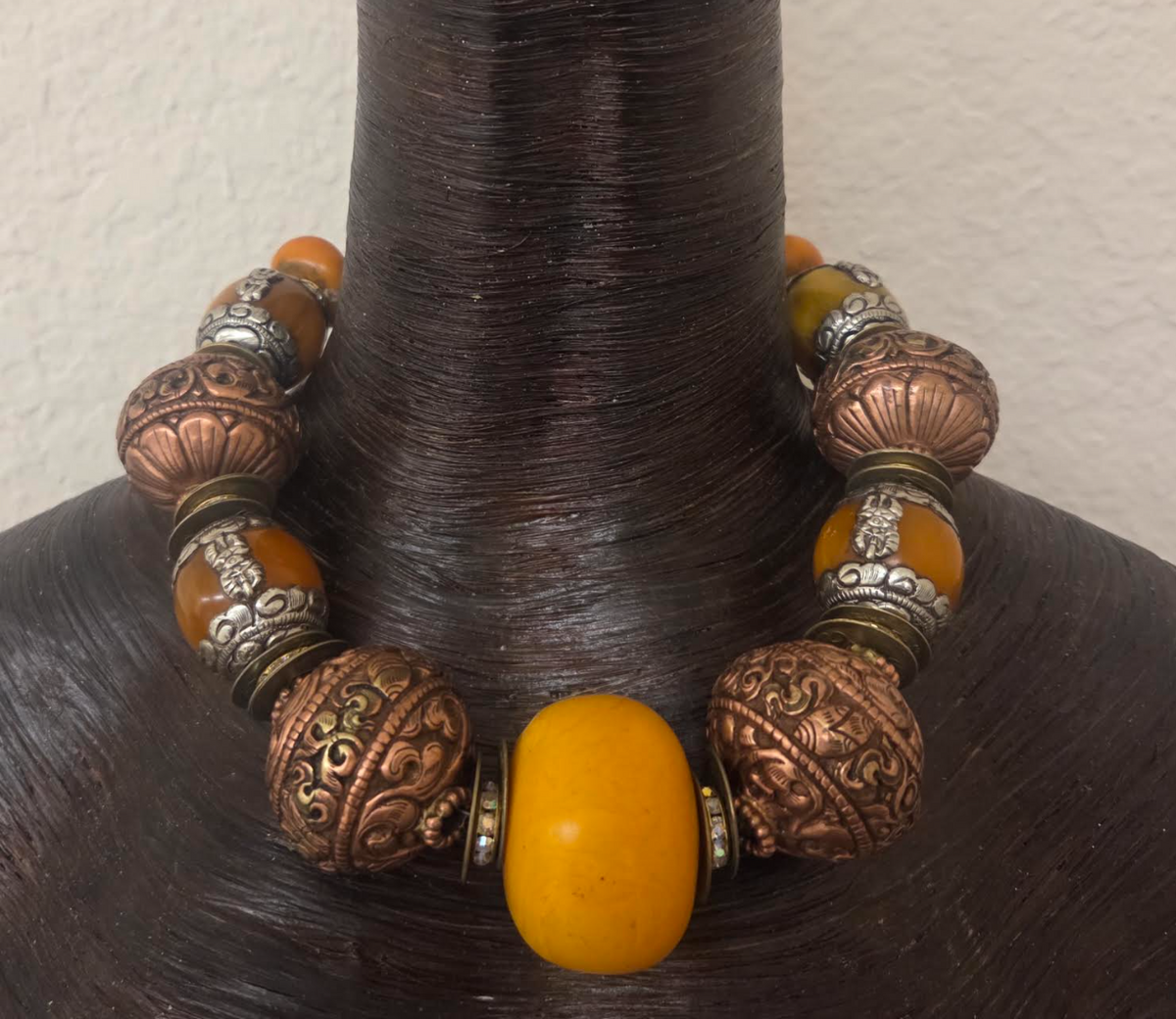 Exotic Tibetan & African Oversized Beaded Statement Necklace - Unisex