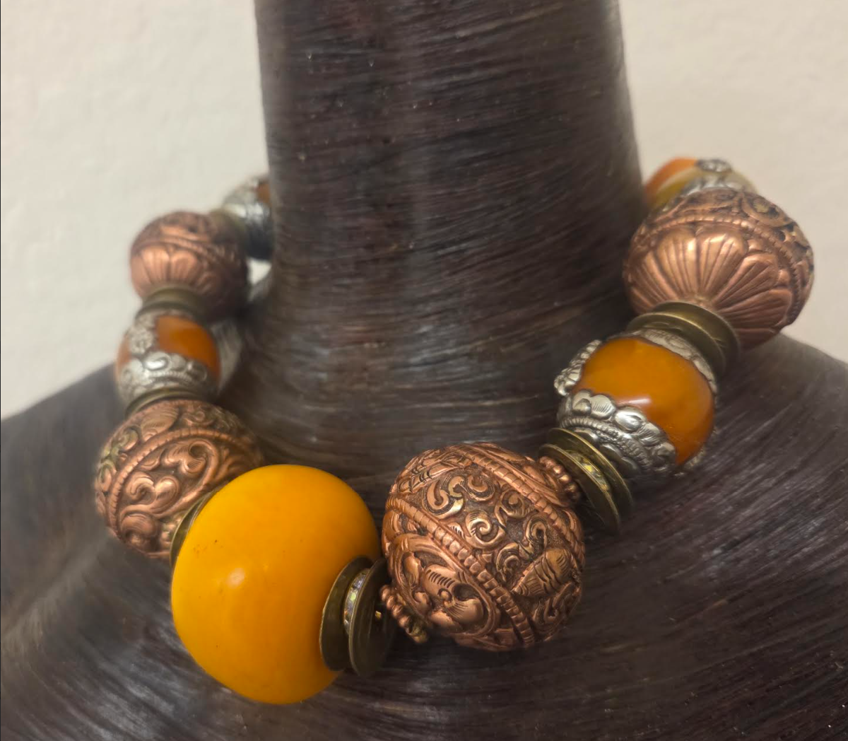 Exotic Tibetan & African Oversized Beaded Statement Necklace - Unisex