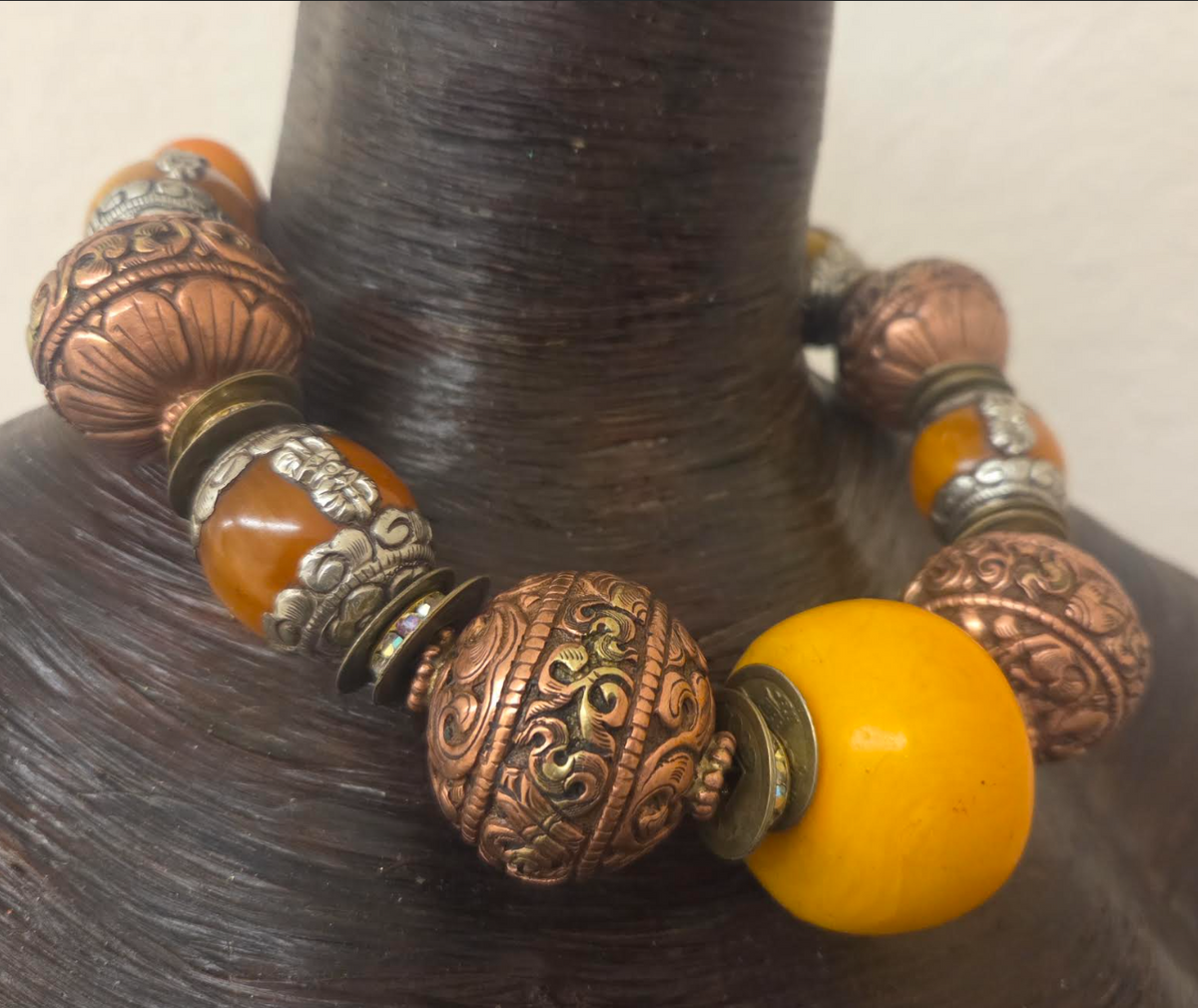 Exotic Tibetan & African Oversized Beaded Statement Necklace - Unisex