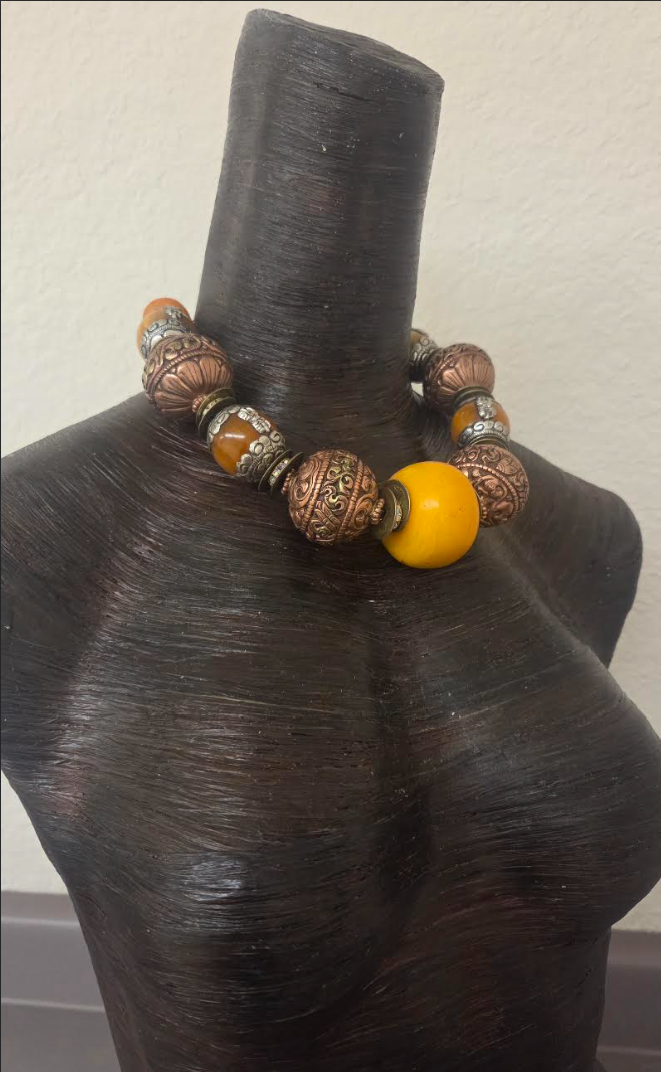Exotic Tibetan & African Oversized Beaded Statement Necklace - Unisex