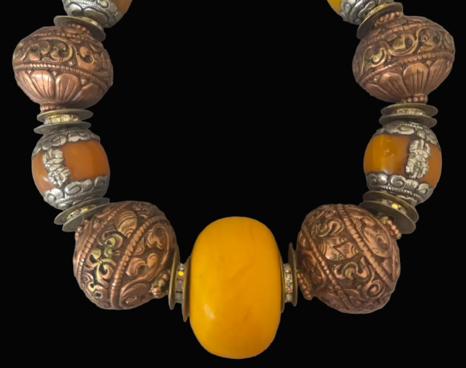 Exotic Tibetan & African Oversized Beaded Statement Necklace - Unisex