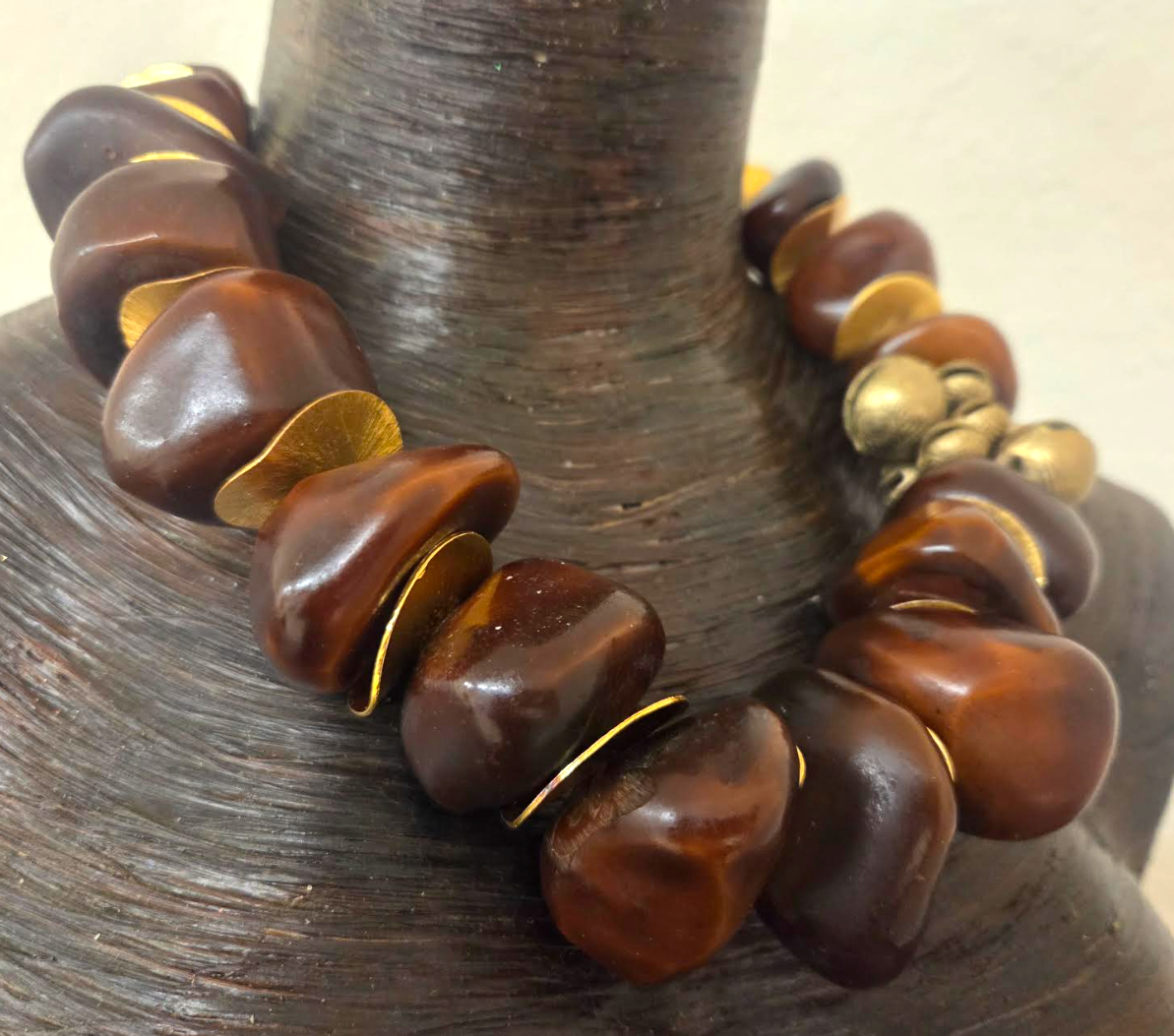 Old Berber Tribal Resin Organic Freeform Statement Necklace - Unisex