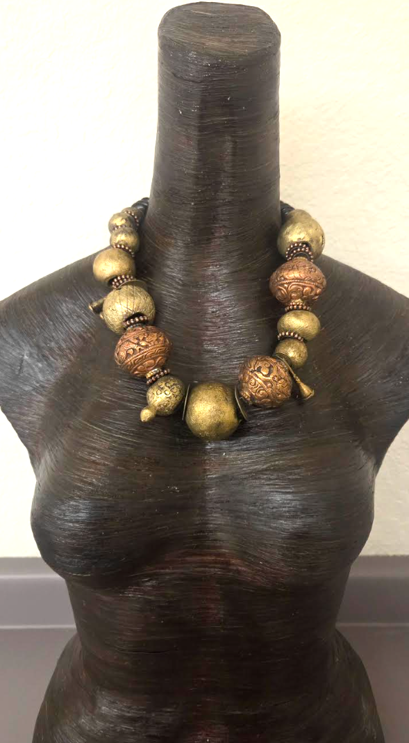 African Brass & Tibetan Copper Tribal Statement Necklace - Unisex