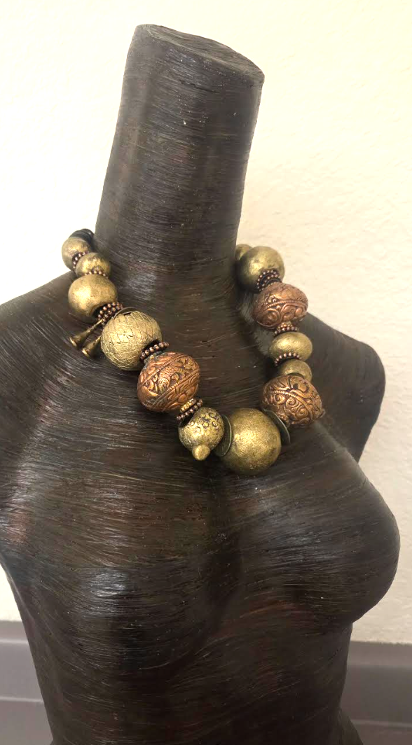 African Brass & Tibetan Copper Tribal Statement Necklace - Unisex