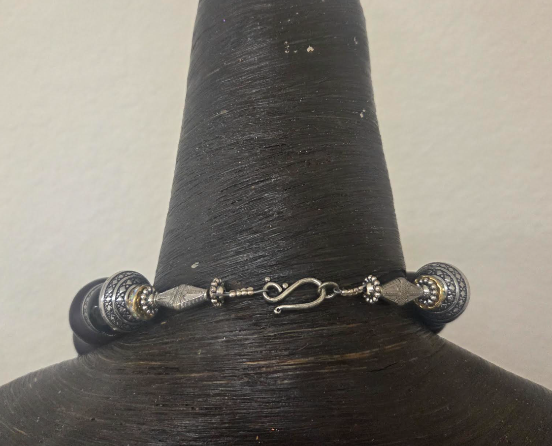 Burgundy Moroccan Resin & Tibetan Repousse Beaded Tribal Rope