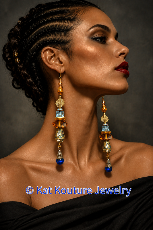 Mixed Media Tribal Statement Pierced Shoulder Duster Earrings - Luxe