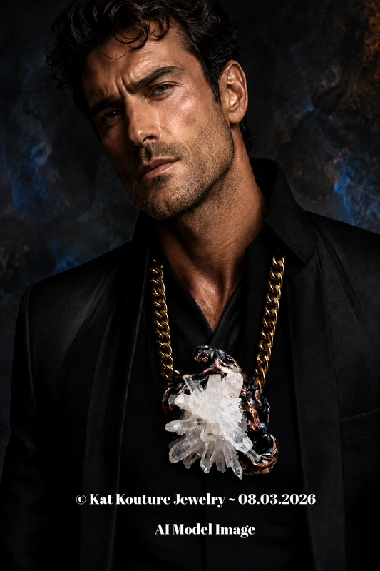 Sculpted Spiky White Quartz Unisex Chest Piece - Exotic Crystals