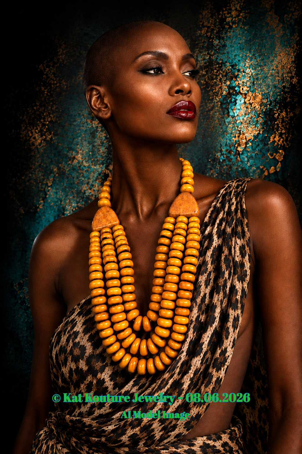 Triple Strand Moroccan Resin Tribal Beaded Chest Piece - Unisex