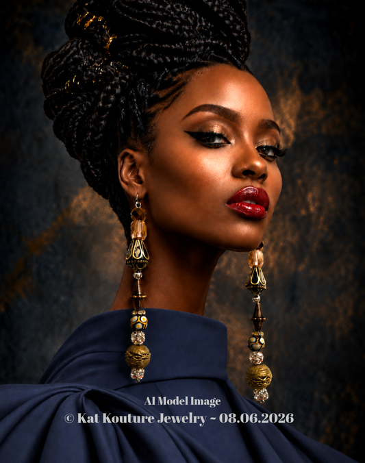 African Tibetan Tribal Inspired Shoulder Duster Pierced Earrings