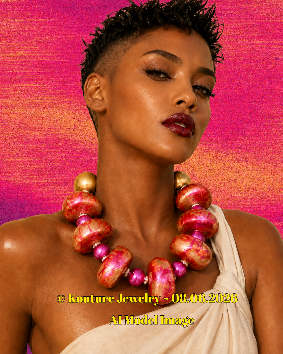 Luxury Necklace Statement Sculpted Oversized Pink Gold - Iris Apfel