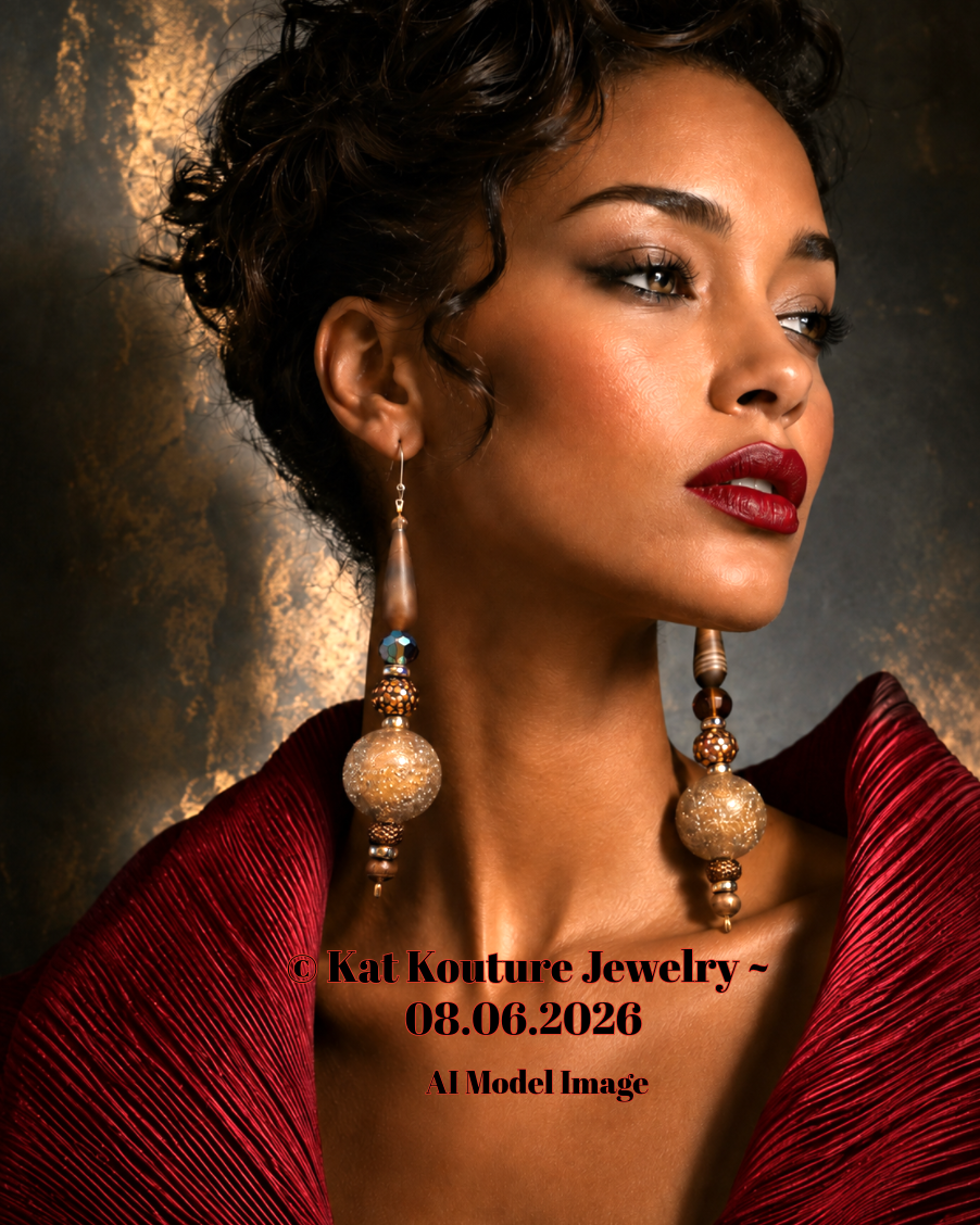 Brown, Gold & Bronze Beaded Shoulder Dusters  - Black Tie Glamour