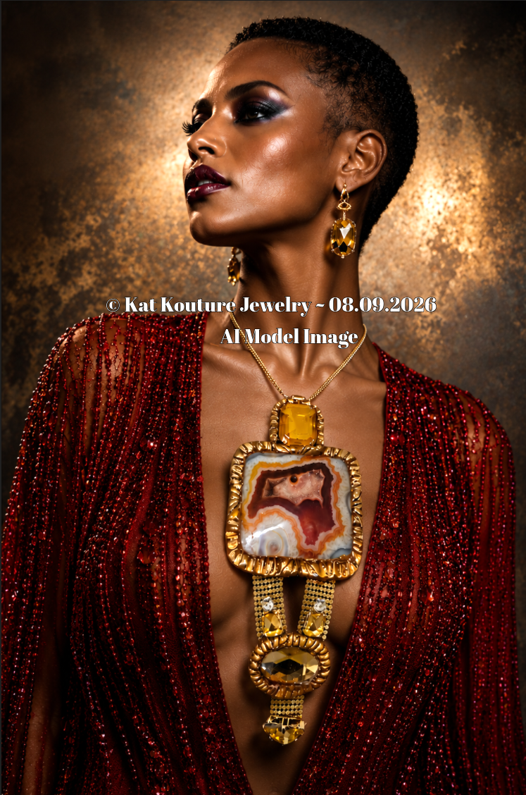 Druzy Agate & Crystal Sculpted Chest Piece - Art Deco Flapper Glam