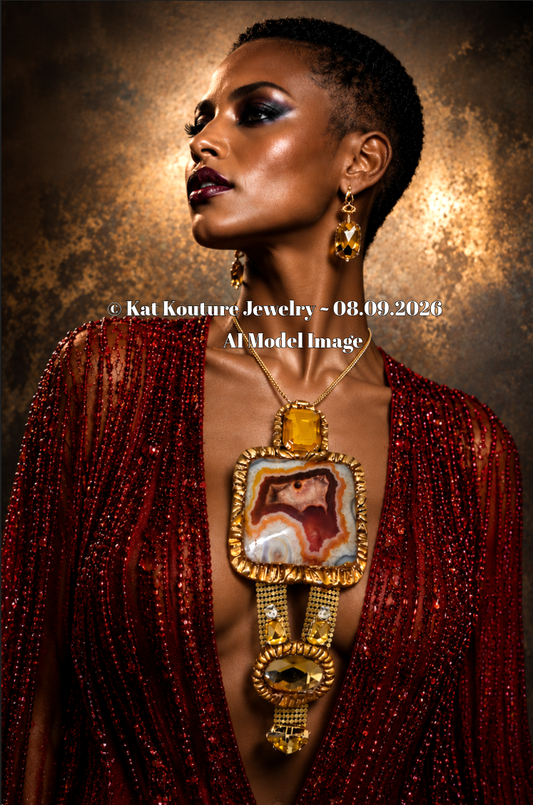 Druzy Agate & Crystal Sculpted Chest Piece - Art Deco Flapper Glam