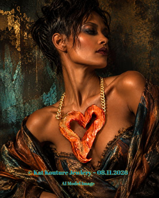 Avant Garde Hand Sculpted Copper & Gold Heart Oversized Pendant