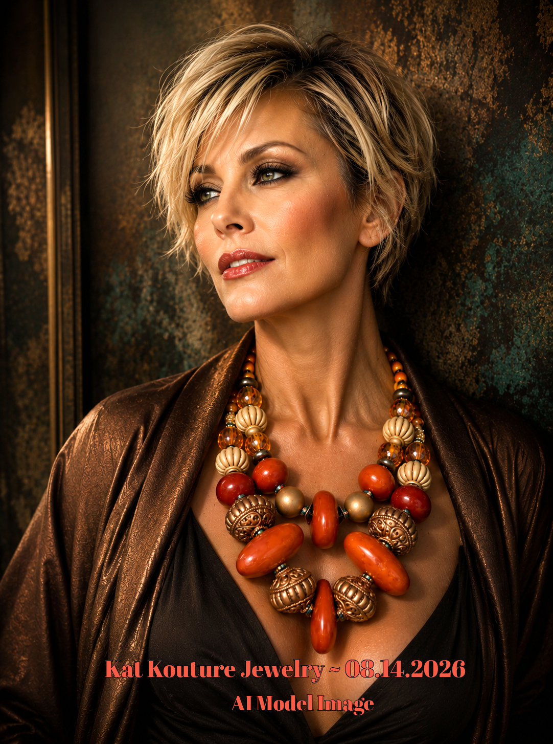 Bold Chunky Tribal Statement Necklace – Resin, Copper & Crystal Fusion