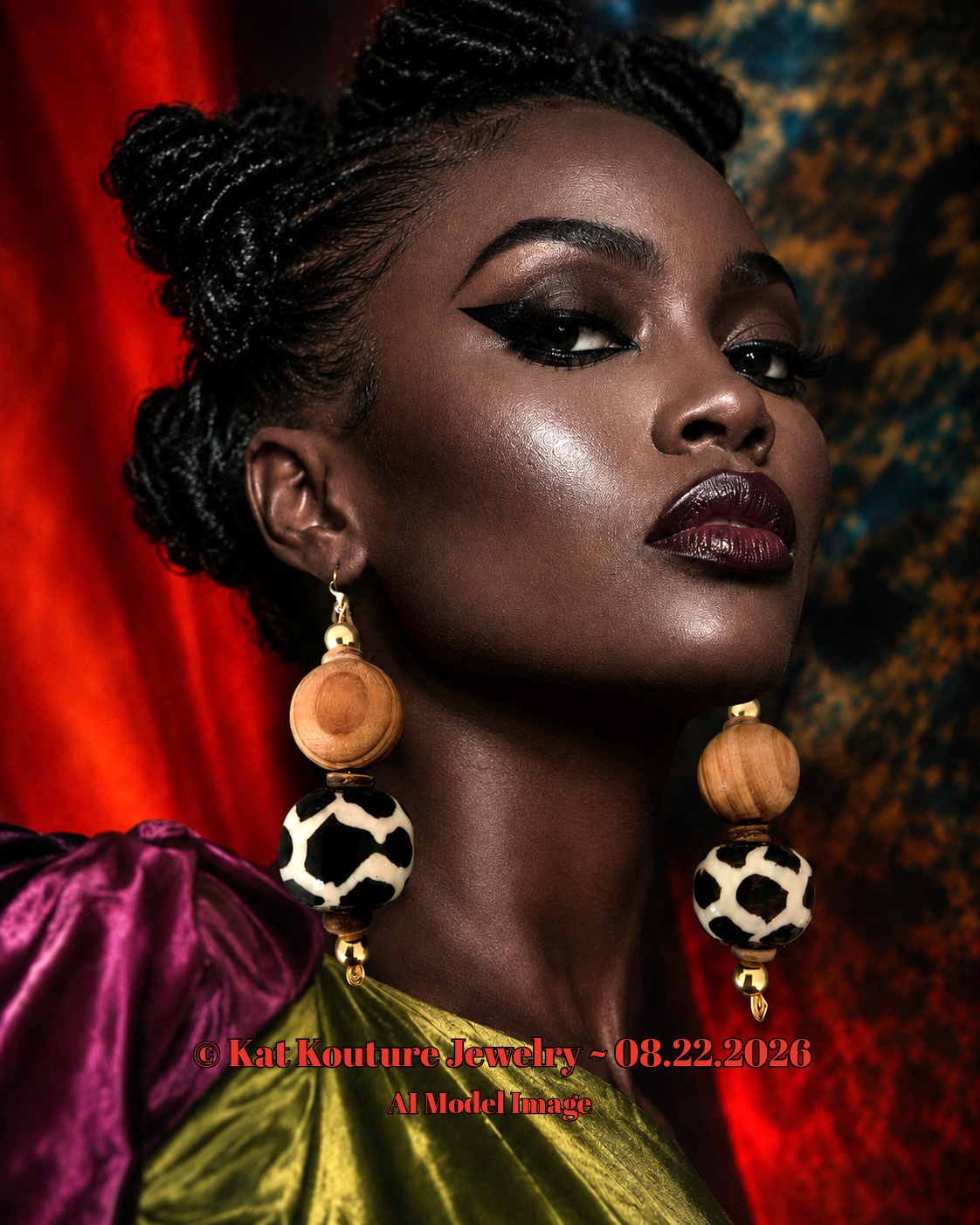 Bold African Animal Print Tribal Beaded Drop Pierced Earrings - Exotic