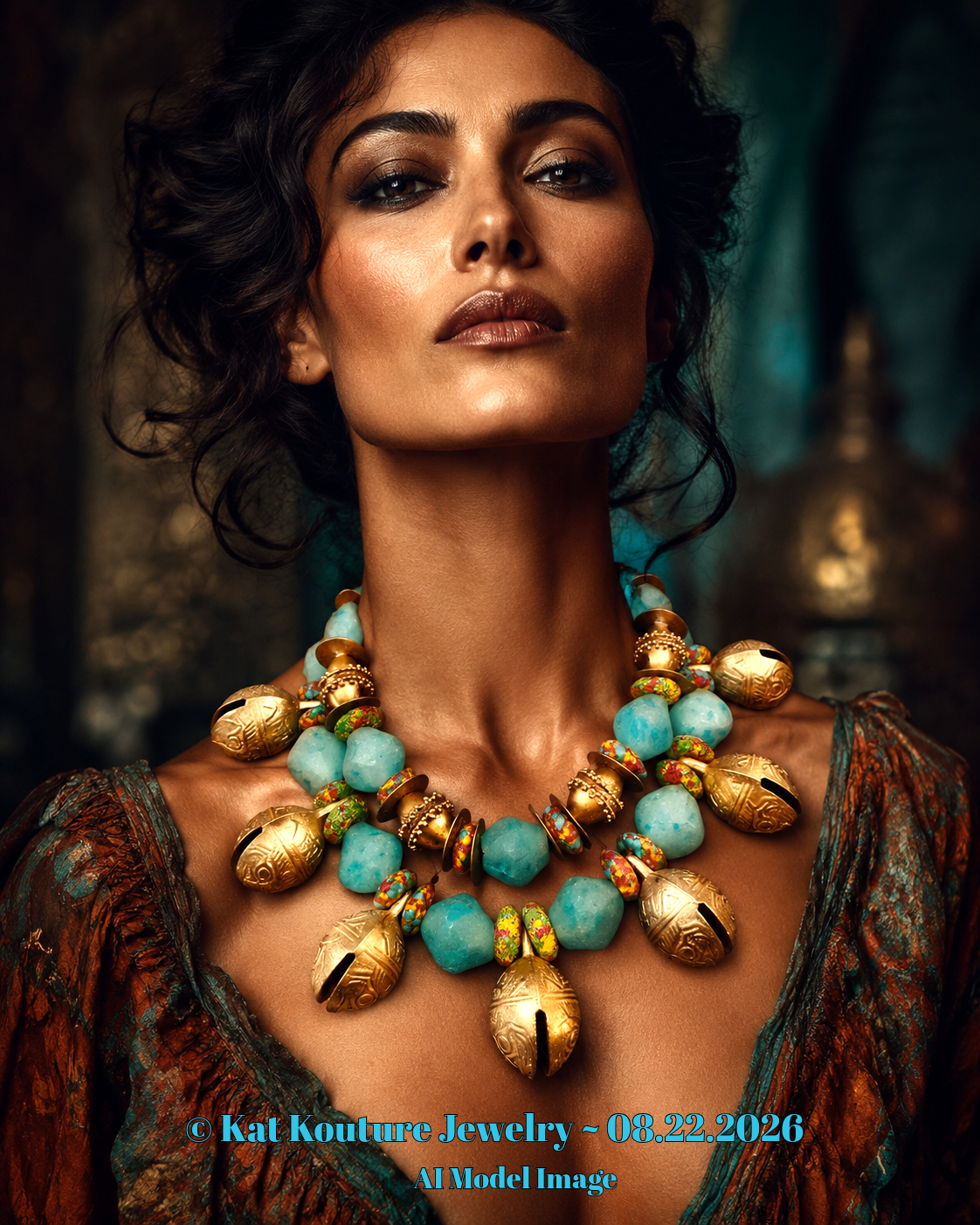 Bold Chunky & Heavy Tribal Beaded Statement Necklace - African Tibetan