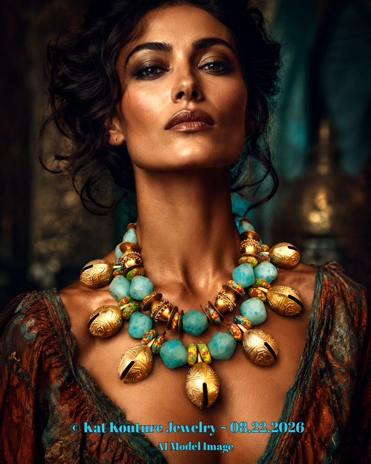 Bold Chunky & Heavy Tribal Beaded Statement Necklace - African Tibetan
