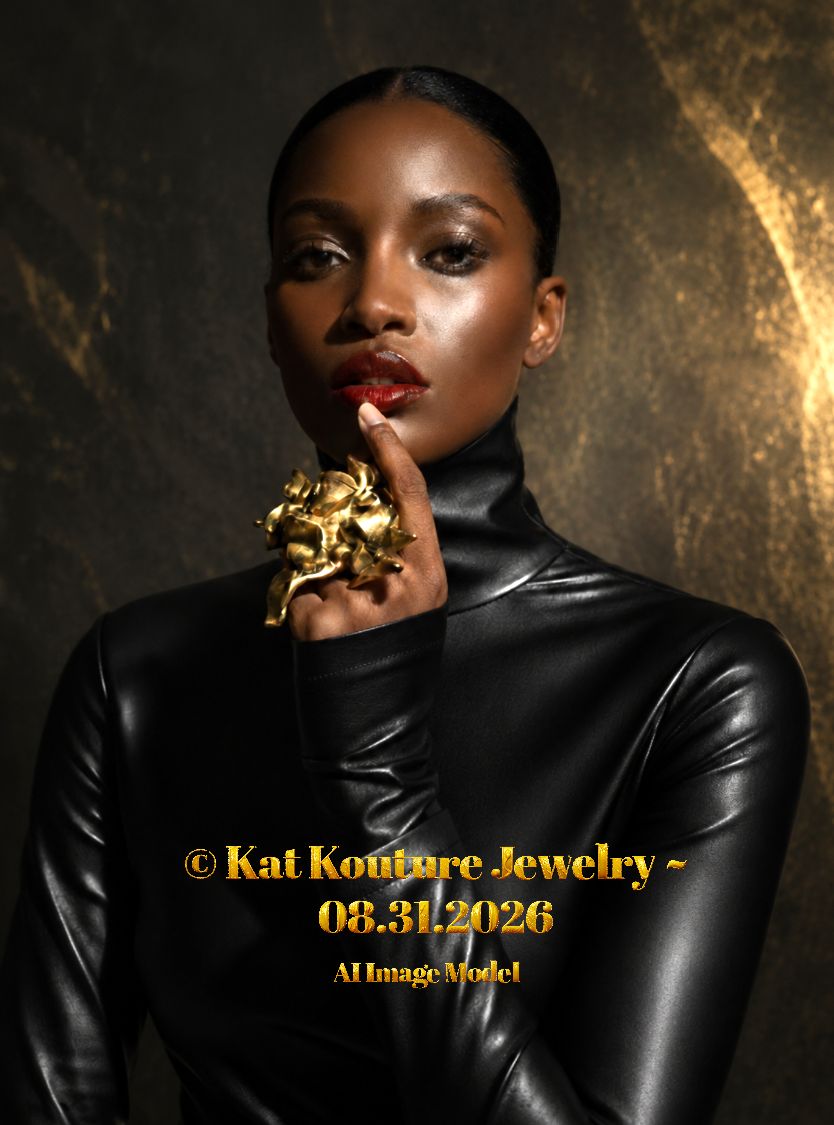 Golden Bronze Abstract Industrial Sculpted Bold Hand Ring - Haute Couture