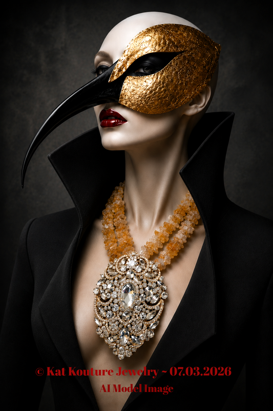 Raw Citrine & Rhinestone Pendant - Opulent Showstopper