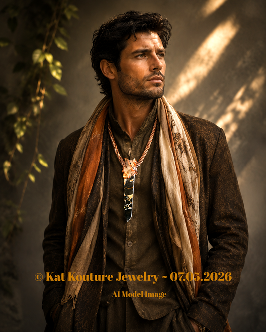 Polka Dot Jasper Tower Pendant - Earthy Unisex Talisman