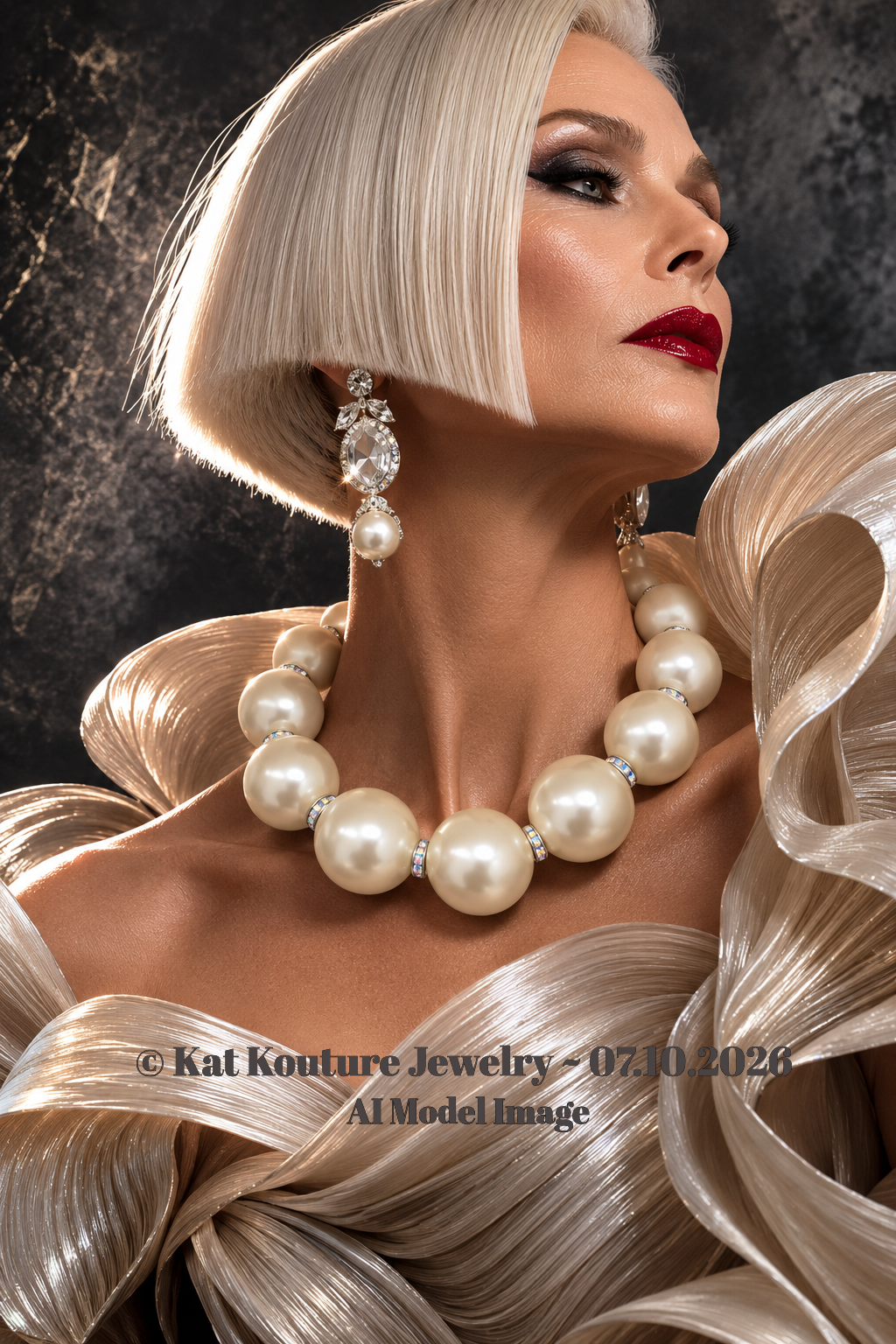 Oversized Faux Pearl Single Strand Statement Necklace : Elegant Socialite Jewelry