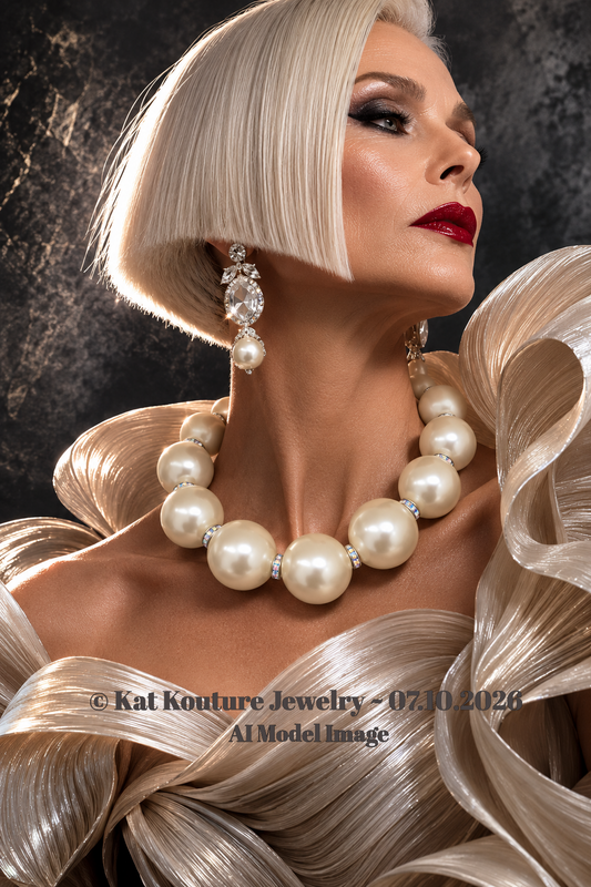 Oversized Faux Pearl Single Strand Statement Necklace : Elegant Socialite Jewelry