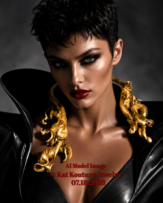 Metallic Gold Baroque Hand Sculpted Unisex Torc - Celebrity Stylists